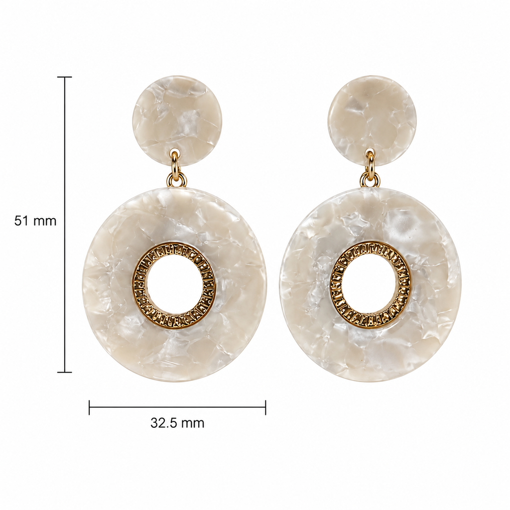 White Marble Texture Earring