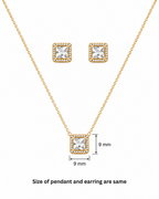 Princess Cut Solitaire Pendant Set
