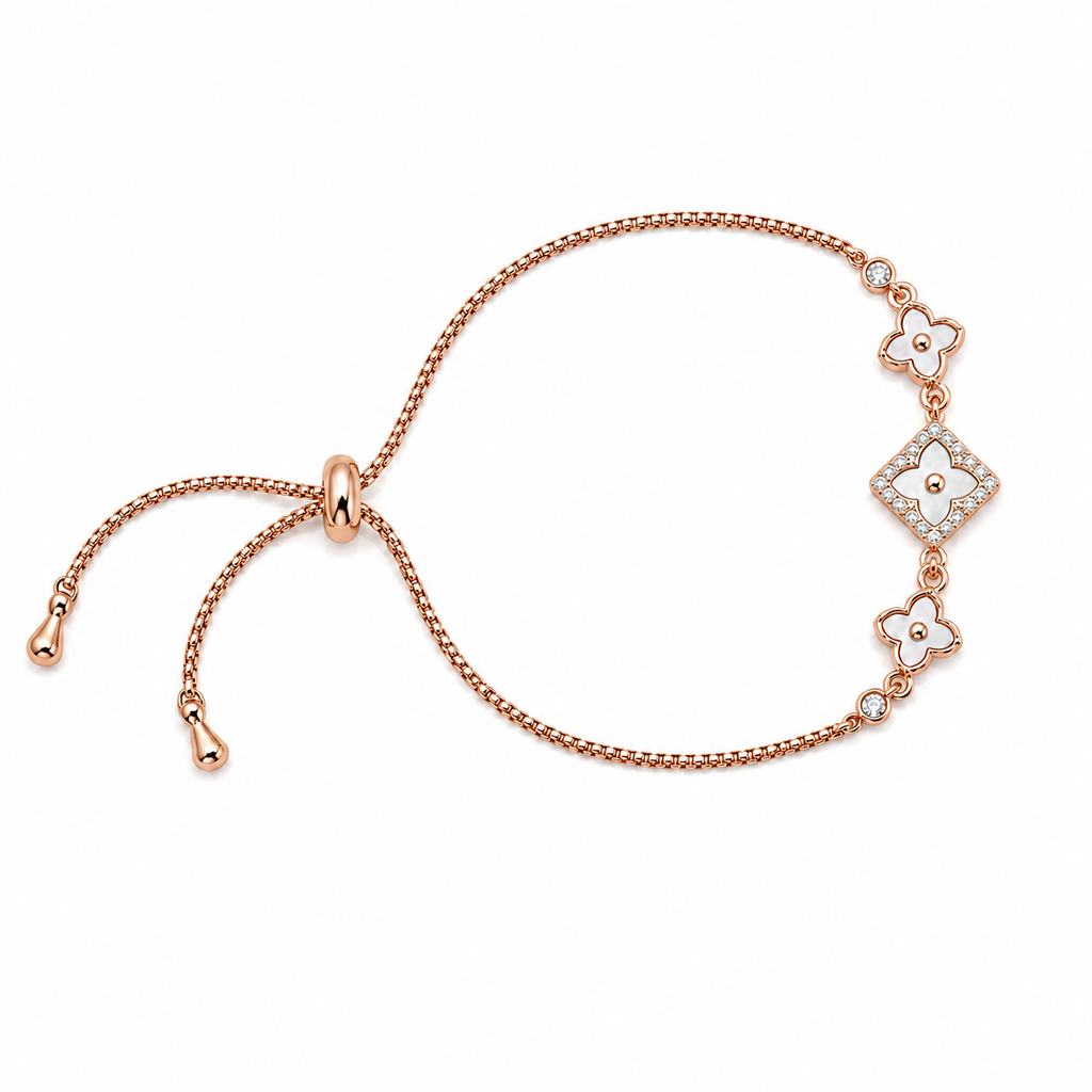 Adjustable Clover Stone Bracelet