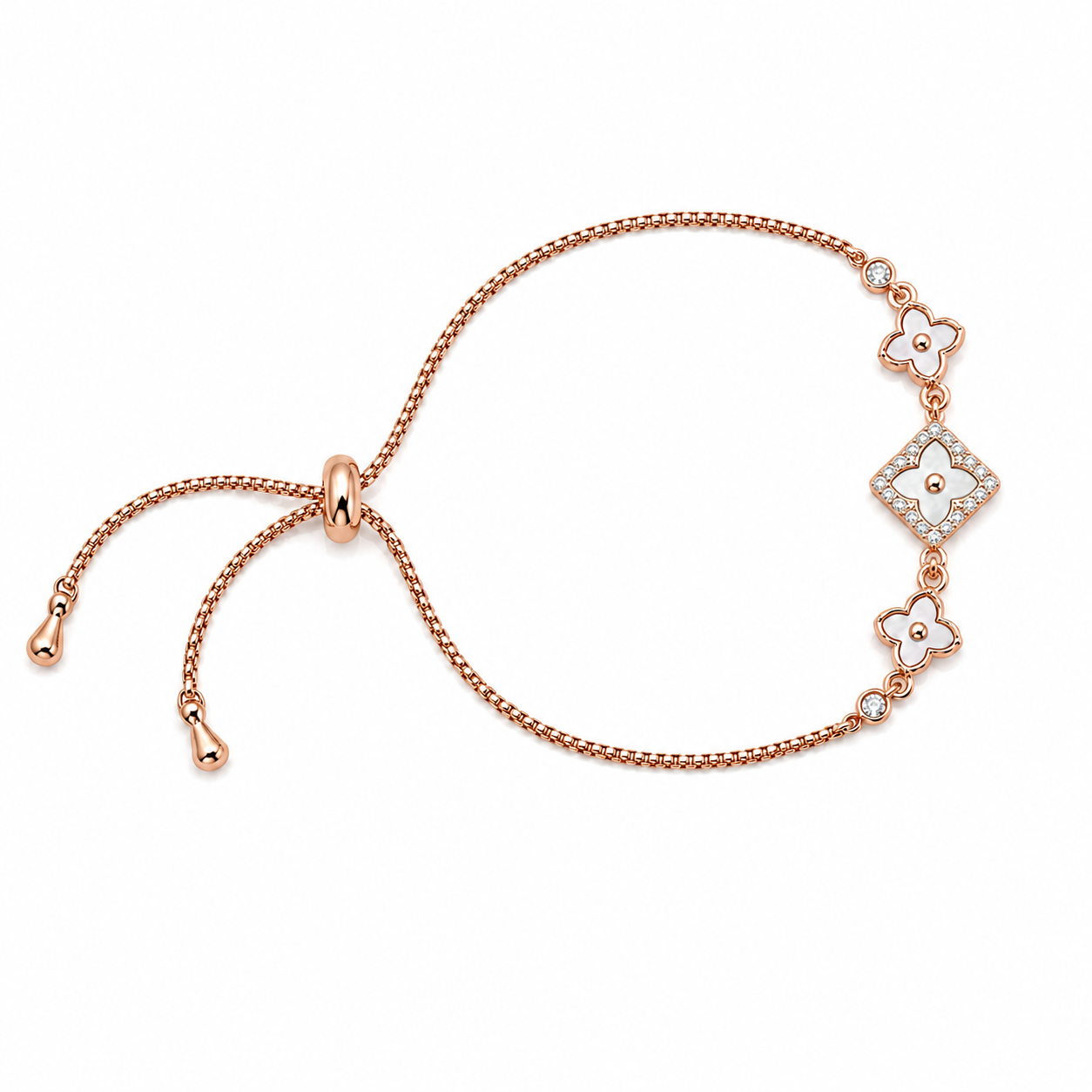 Adjustable Clover Stone Bracelet
