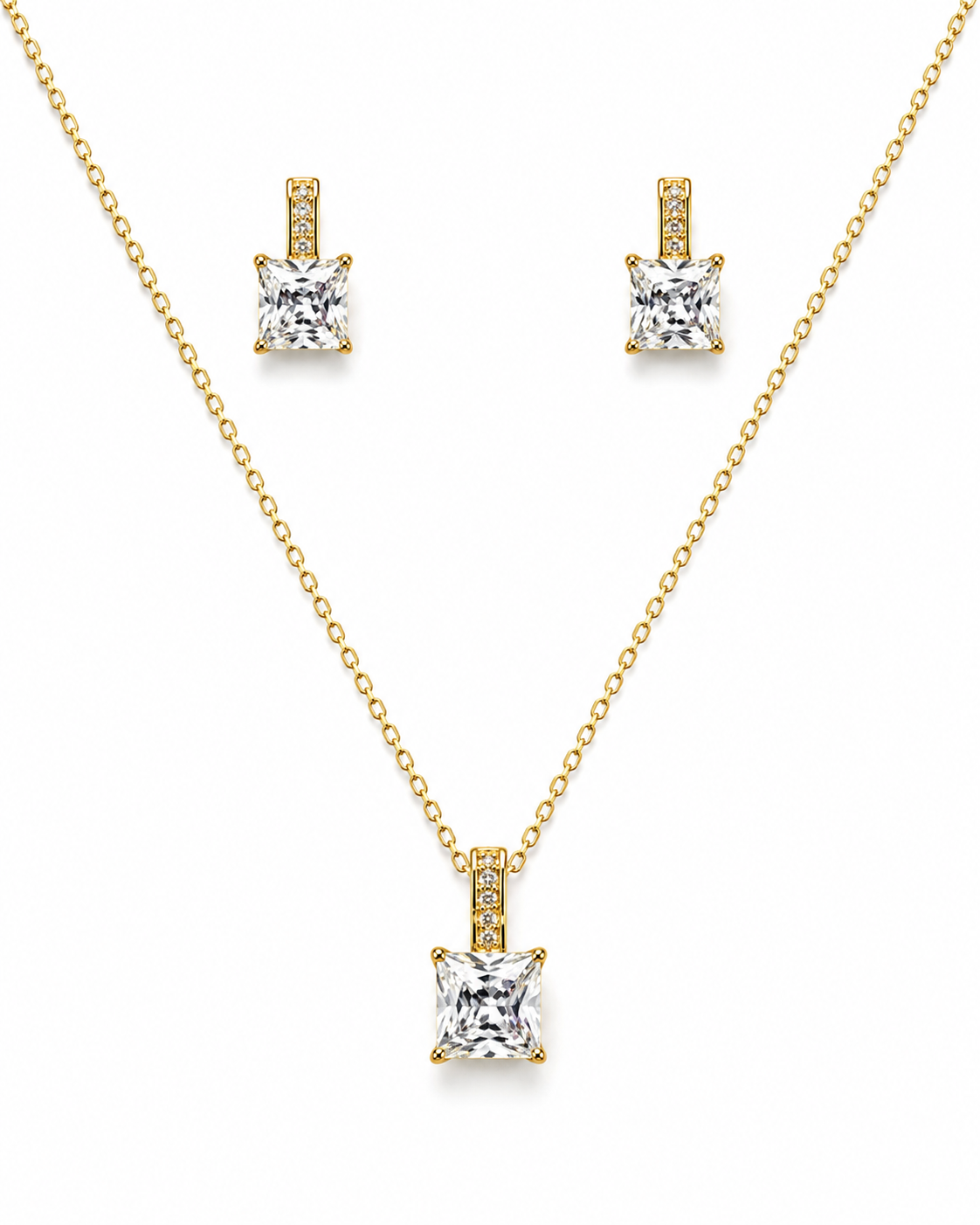 Classic Princess Stone Pendant Set