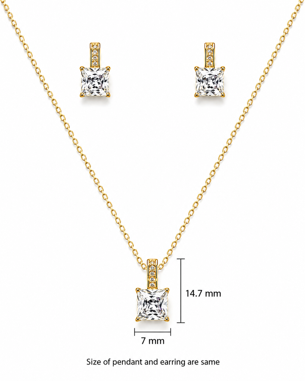 Classic Princess Stone Pendant Set