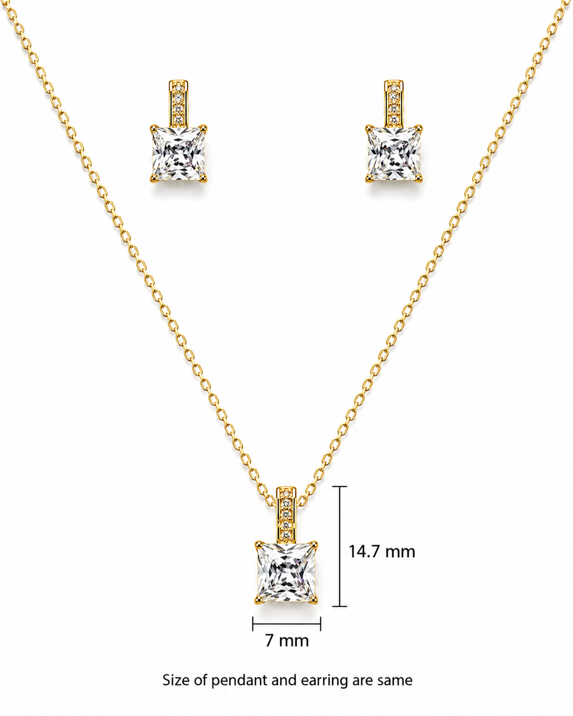 Classic Princess Stone Pendant Set