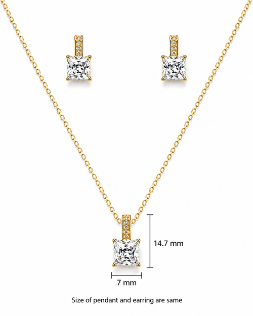 Classic Princess Stone Pendant Set