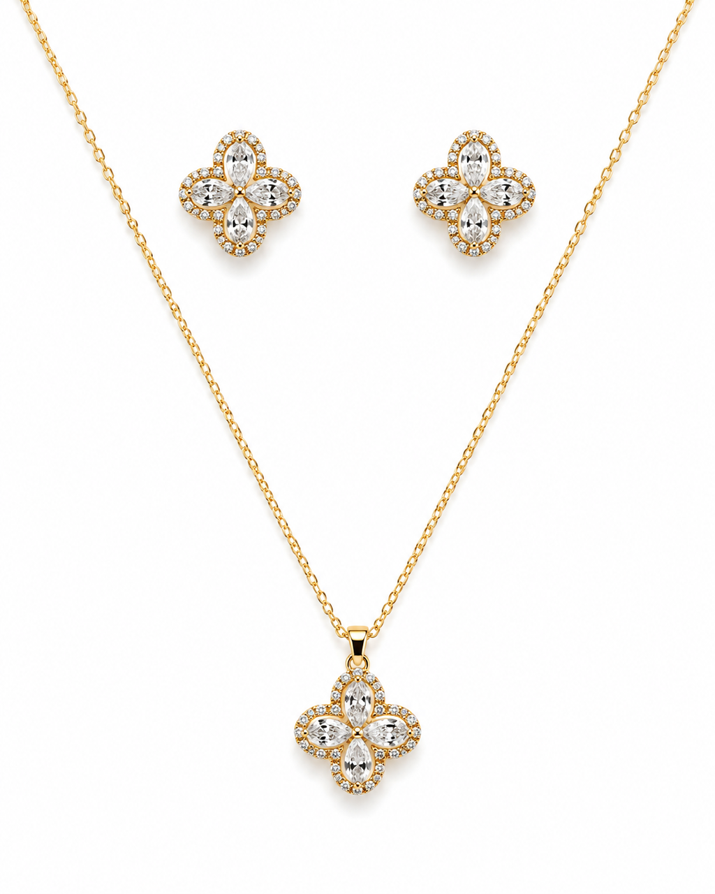 Floral Stone Pendant Set