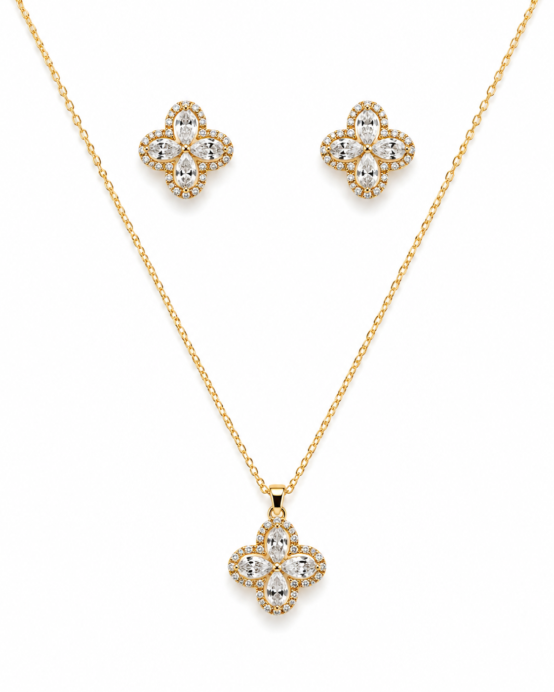 Floral Stone Pendant Set