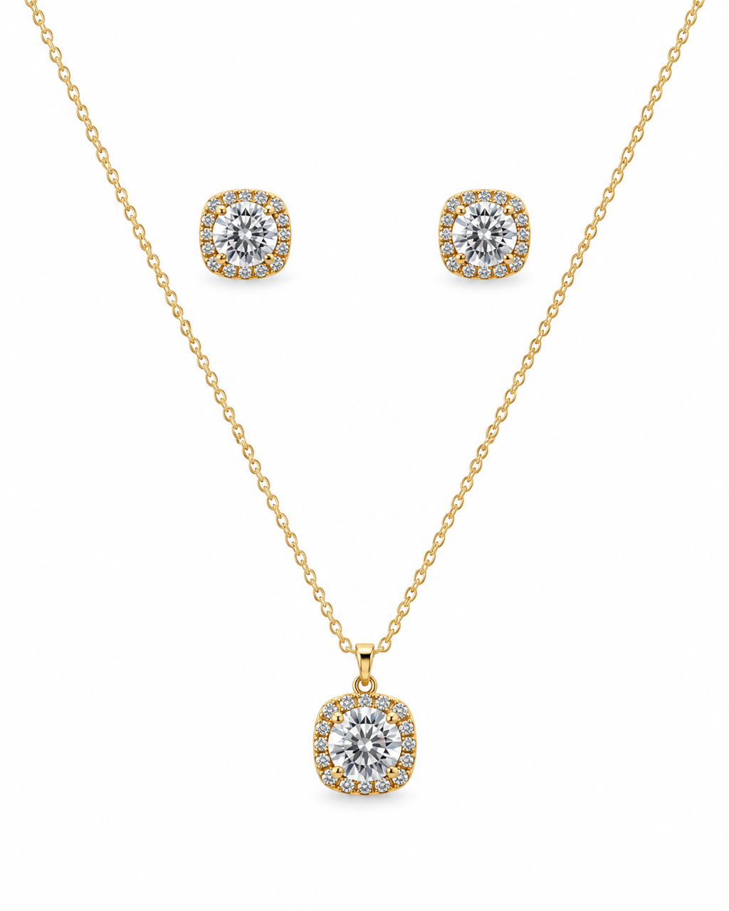 Elegant Solitaire Pendant Set