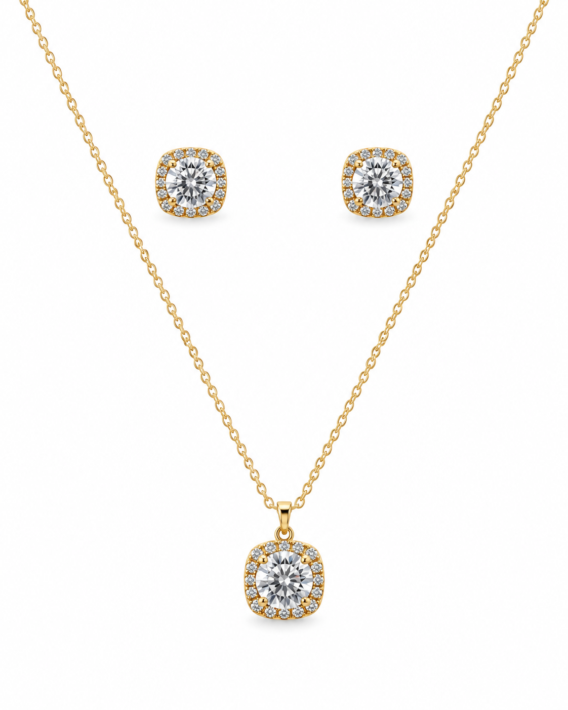 Elegant Solitaire Pendant Set