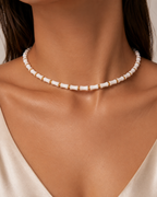 White Bamboo Bead Necklace