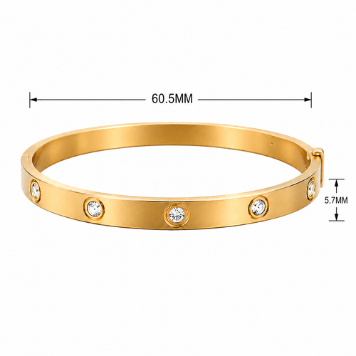 CZ Diamond Studded Stainless Steel Bracelet