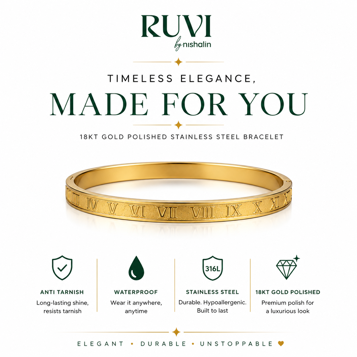 18k Gold Plated Roman Bracelet