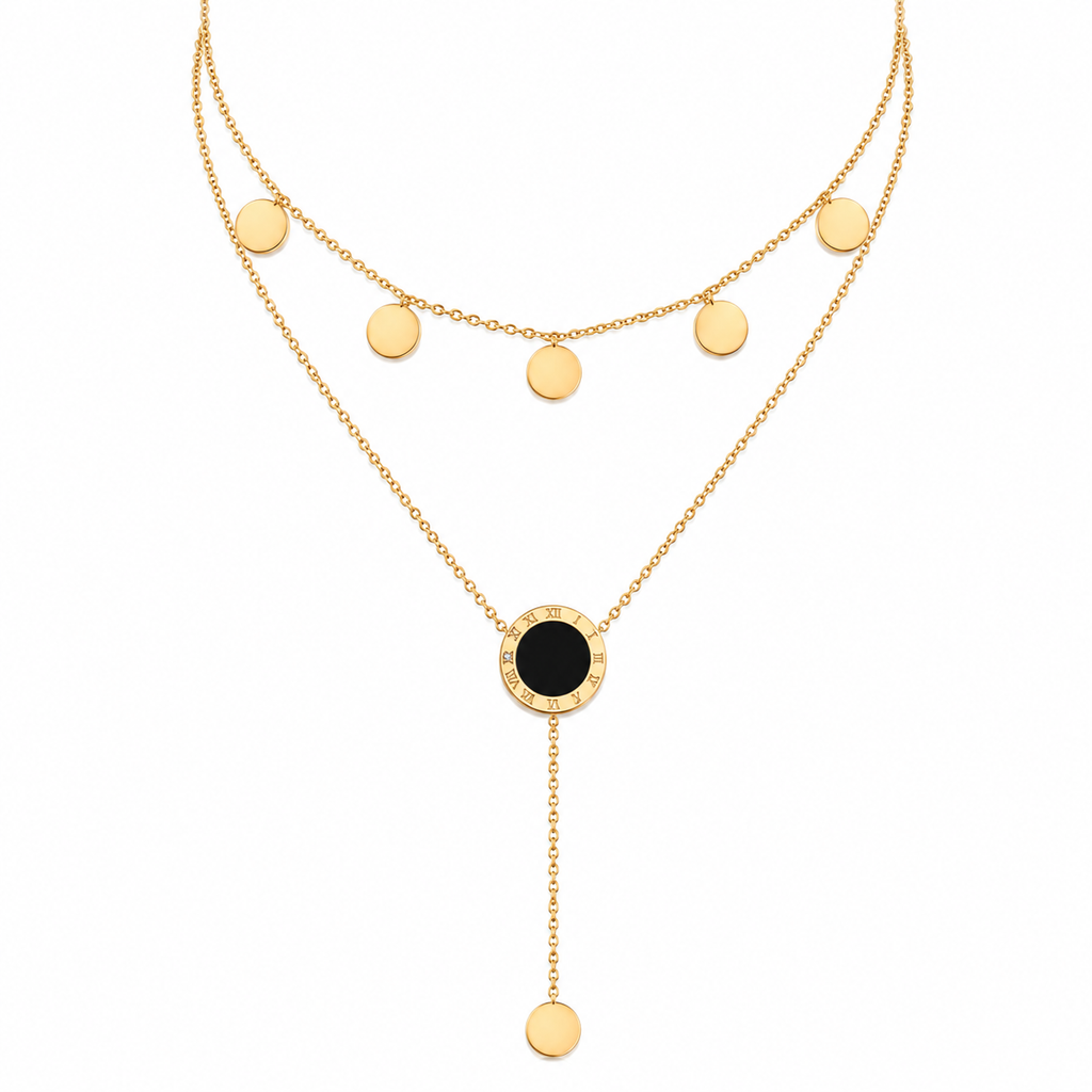 Steel Statement Double Layer Necklace