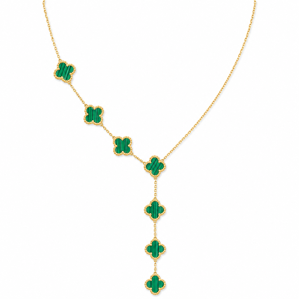 Steel Green Clover Necklace