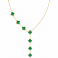 Steel Green Clover Necklace