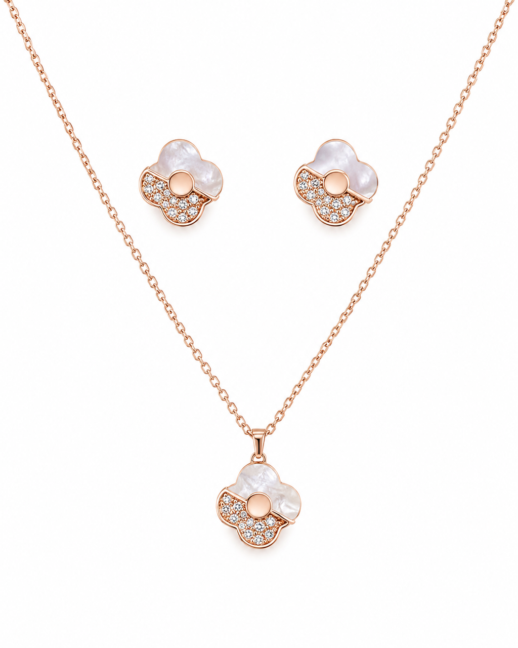 Steel premium MOP Diamond Pendant Set