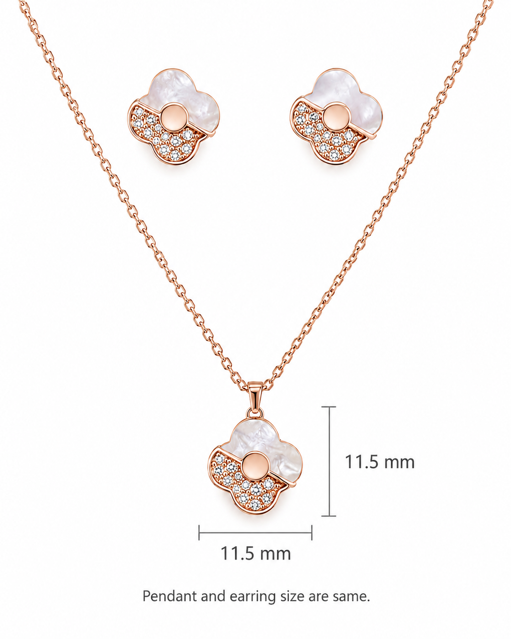 Steel premium MOP Diamond Pendant Set