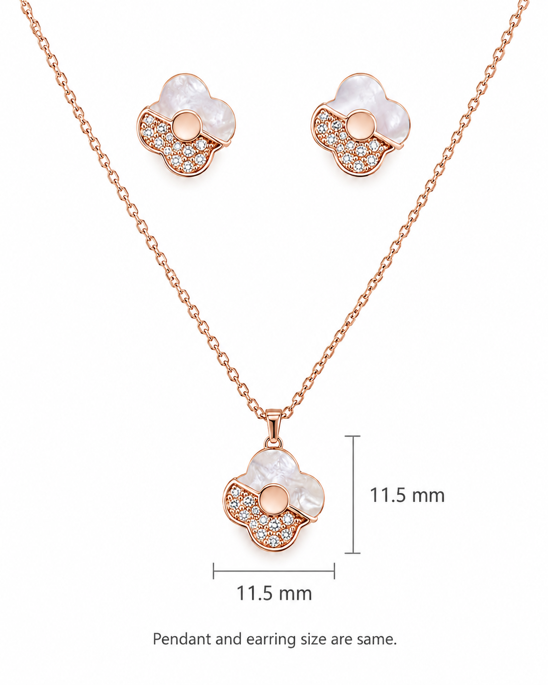 Steel premium MOP Diamond Pendant Set