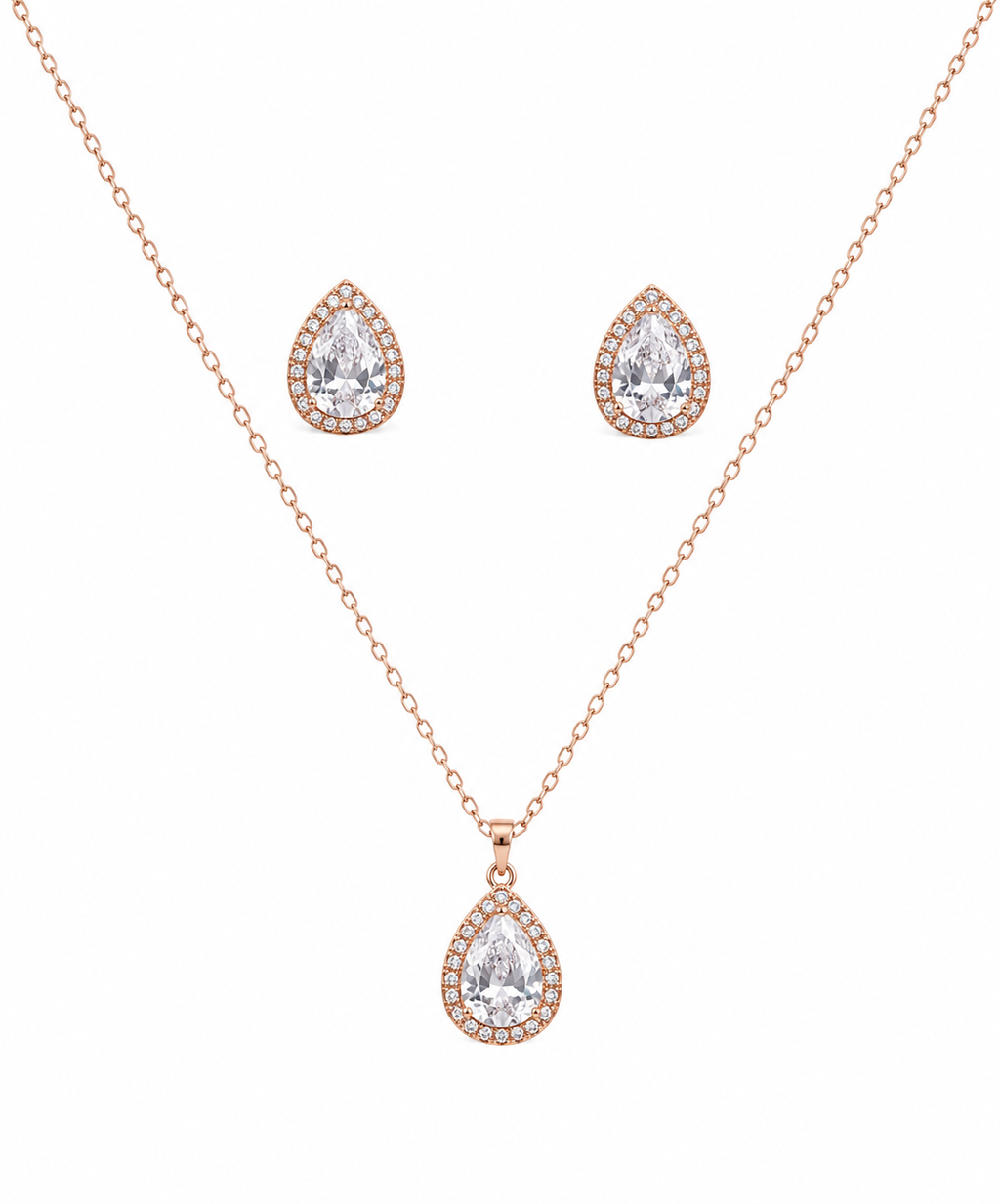 Steel Premium Pear Shape Solitaire Pendant set