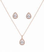 Steel Premium Pear Shape Solitaire Pendant set