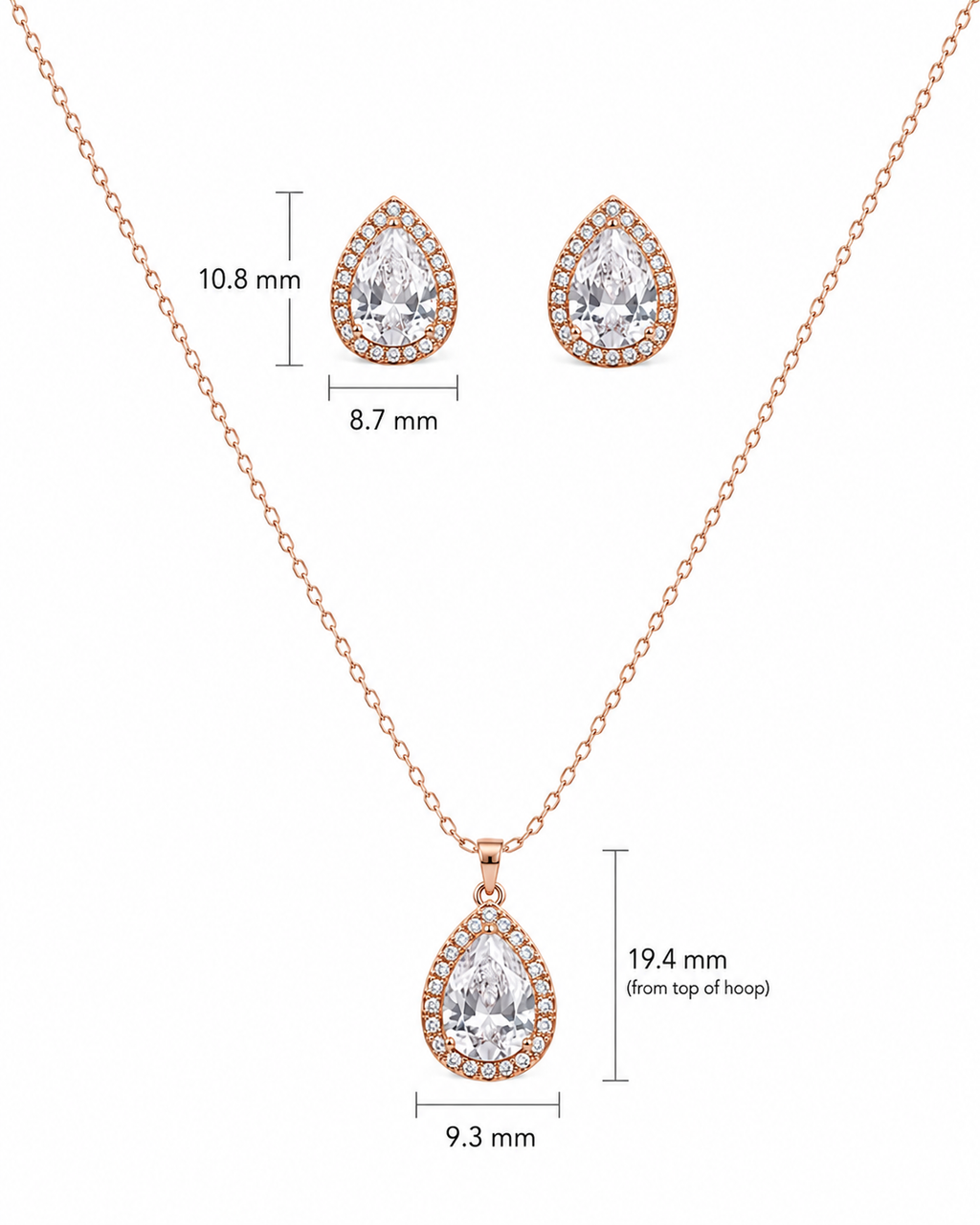Steel Premium Pear Shape Solitaire Pendant set
