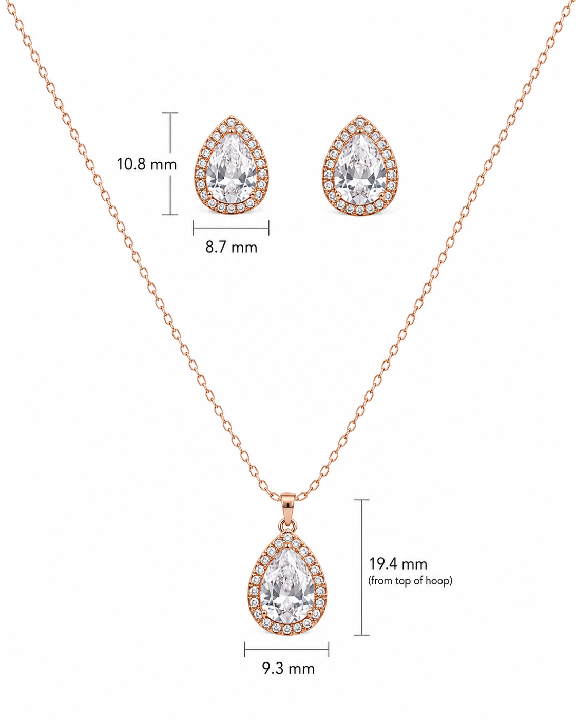 Steel Premium Pear Shape Solitaire Pendant set