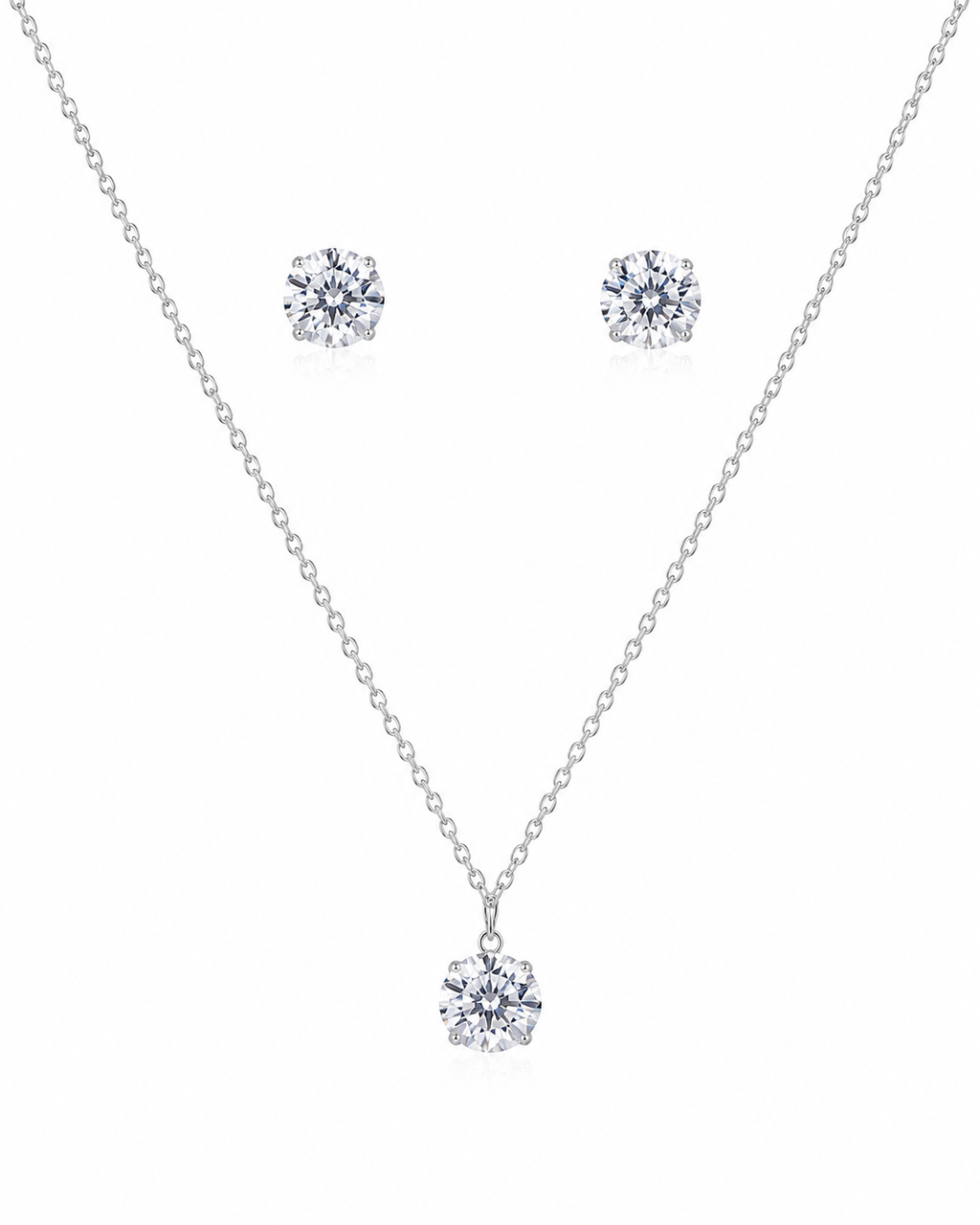 Steel Premium Solitaire Pendant Set