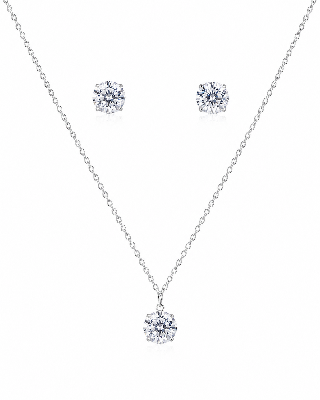 Steel Premium Solitaire Pendant Set