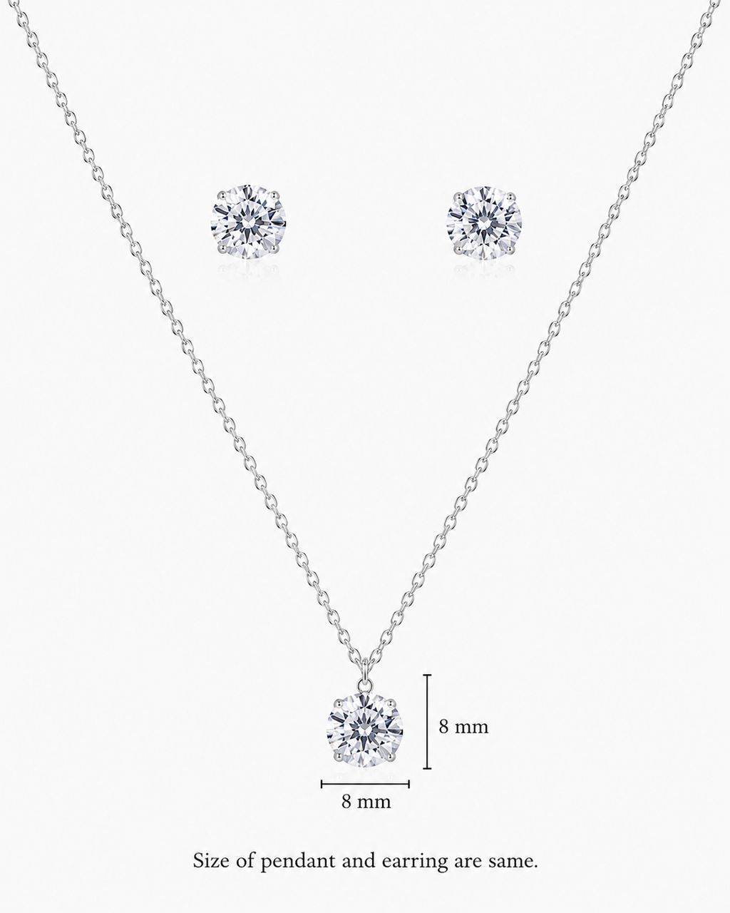 Steel Premium Solitaire Pendant Set