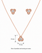 Steel Flower with Centre Solitaire Pendant Set
