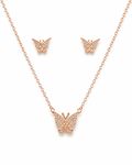 Steel Butterfly Diamond Pendant set