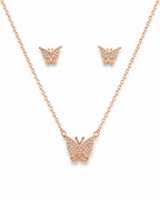 Steel Butterfly Diamond Pendant set