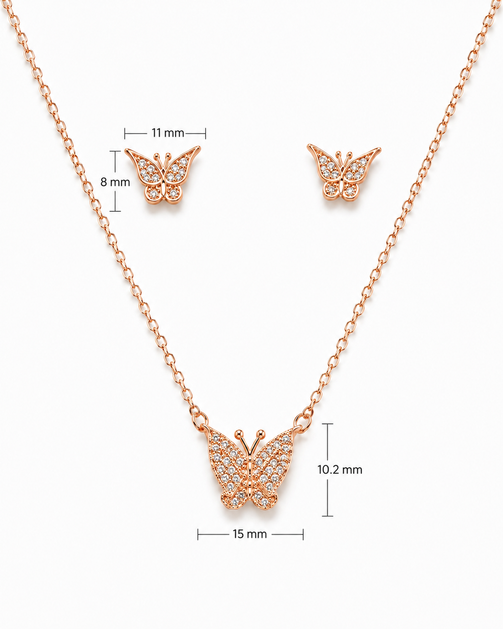 Steel Butterfly Diamond Pendant set