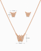 Steel Butterfly Diamond Pendant set
