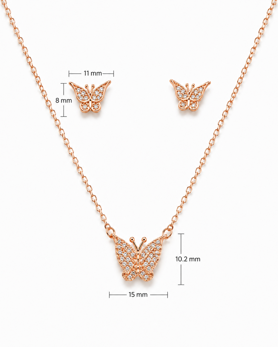 Steel Butterfly Diamond Pendant set