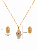 Steel Hamsa Evil Eye Pendant Set