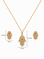 Steel Hamsa Evil Eye Pendant Set
