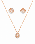 Steel Clover Diamond Pendant Set