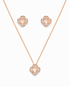 Steel Clover Diamond Pendant Set