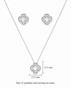 Steel Clover Diamond Pendant Set