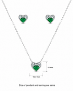 Steel Heart with Green Princess Diamond Pendant Set