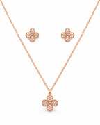 Steel Flower Diamond Pendant Set