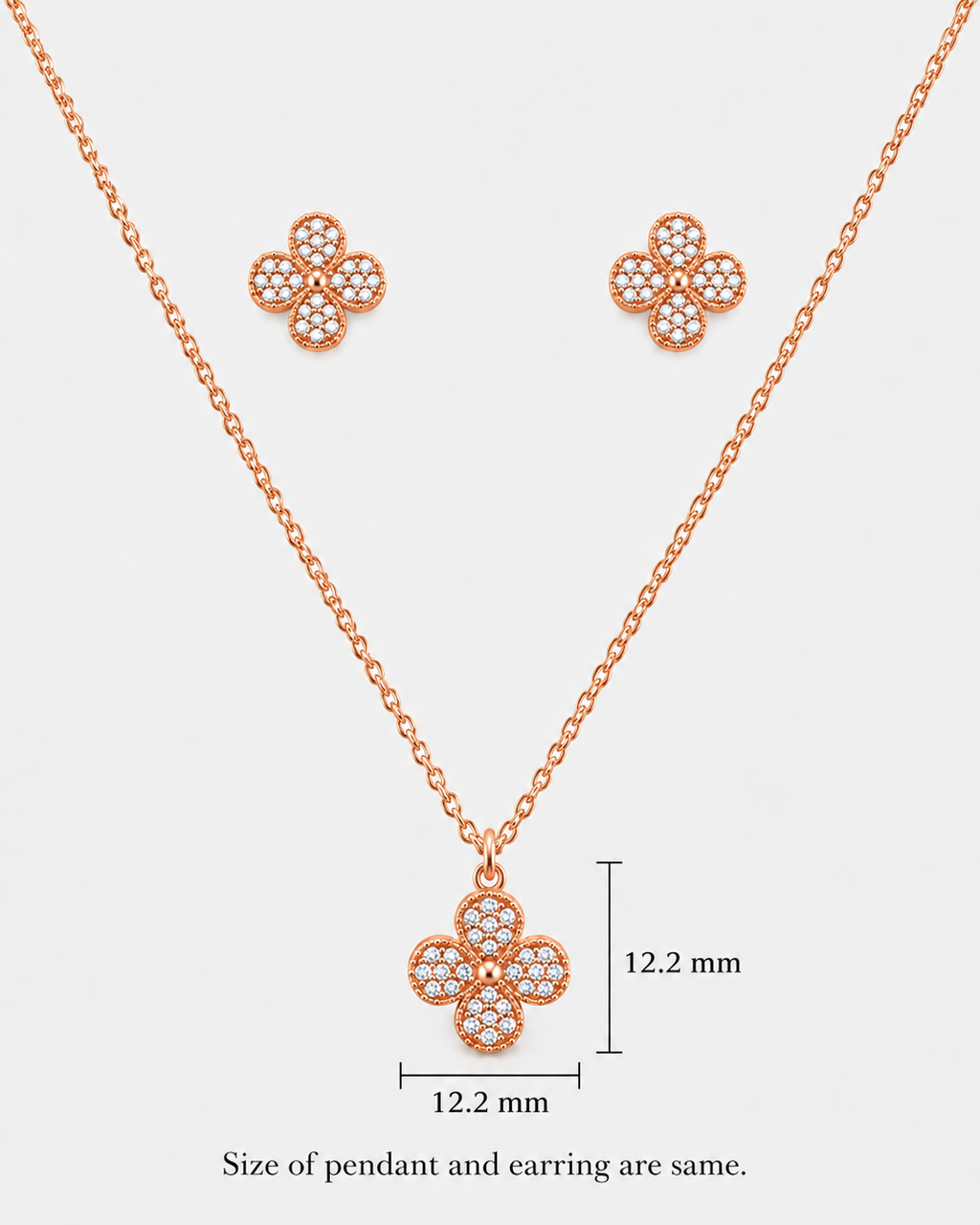 Steel Flower Diamond Pendant Set