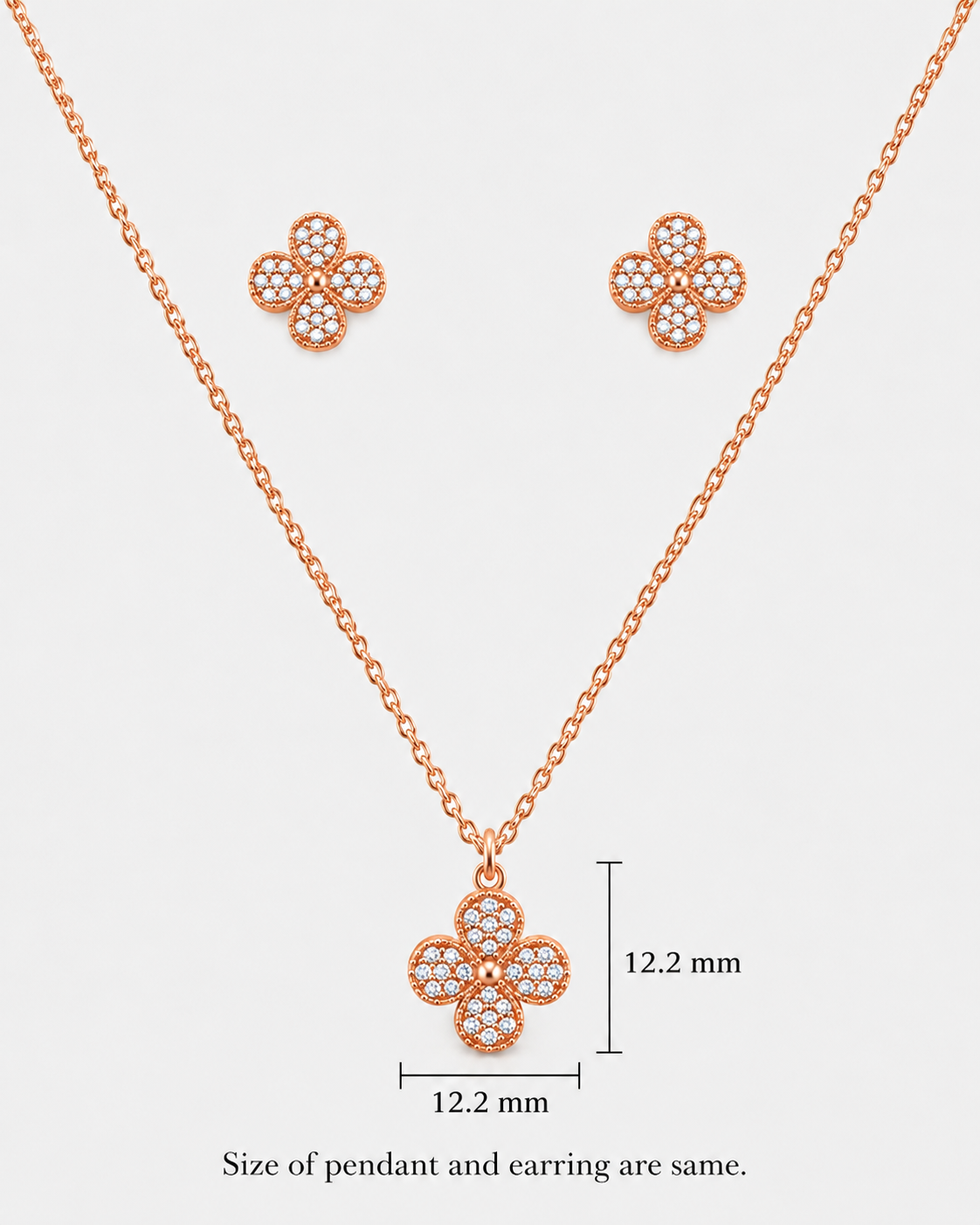 Steel Flower Diamond Pendant Set