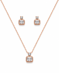 Steel Elegant Radiant Solitaire Pendant Set