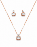 Steel Elegant Radiant Solitaire Pendant Set