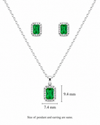 Steel Premium Green Emerald Pendant set