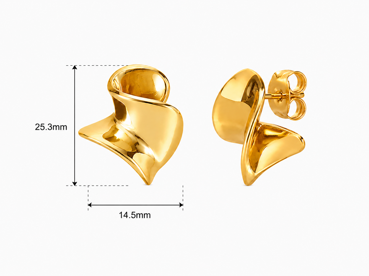 Folded Wave Stainless Steel Earrings