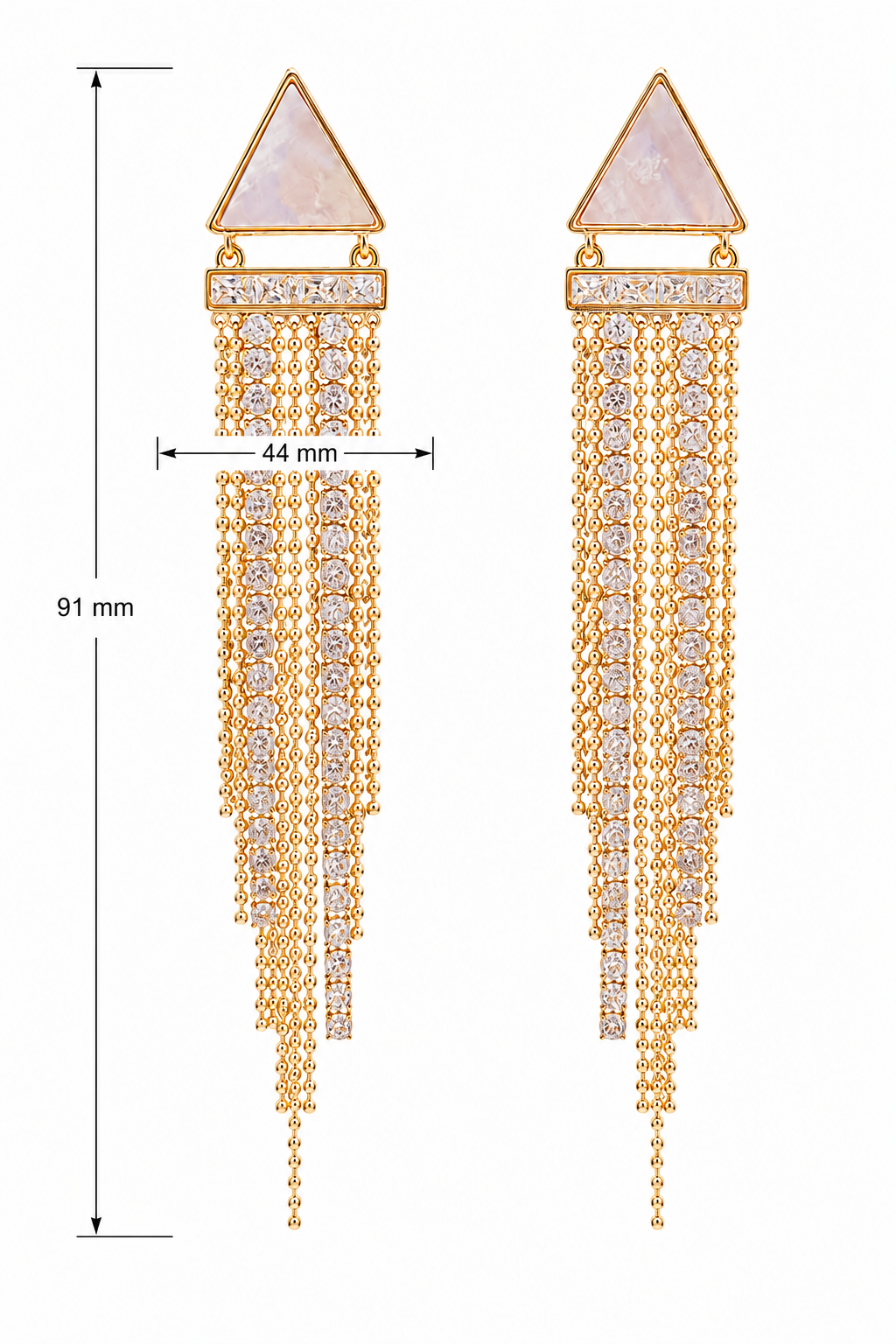 Triangle Mother of Pearl Tessel Earrings