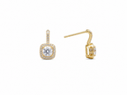 CZ Square Halo Earrings