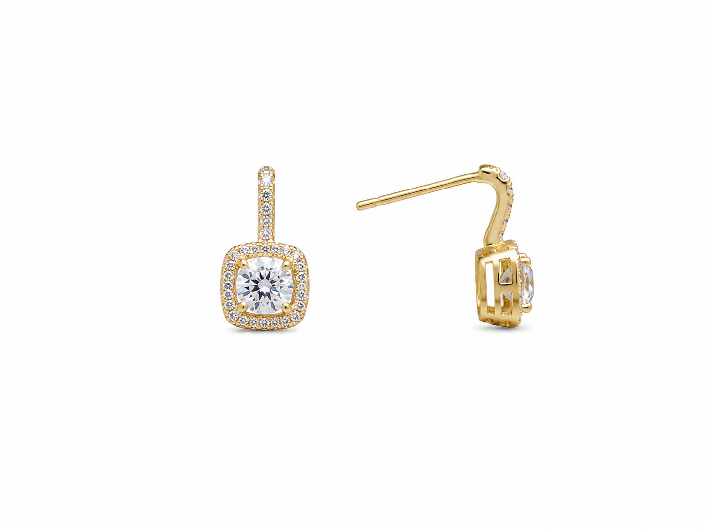 CZ Square Halo Earrings